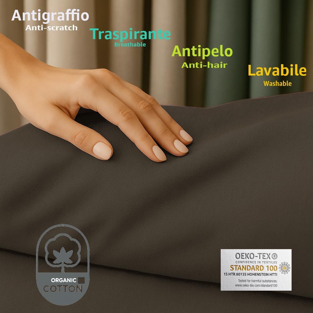 Copridivano 3 4 5 Posti Cotone DOPPIO Telo Arredo Multiuso Lavabile - PANAMA - immagine 2