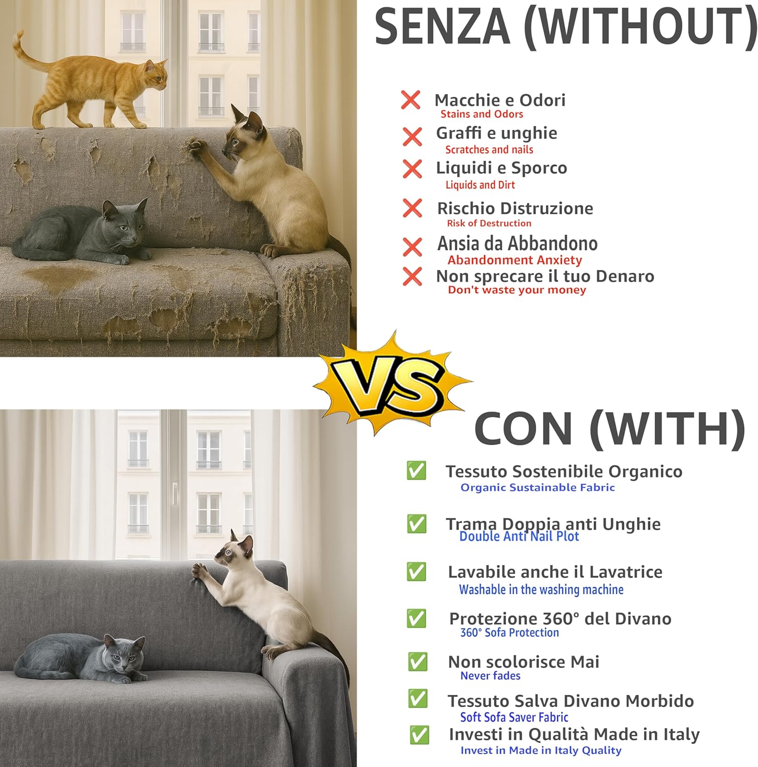 Copridivano 3 4 5 Posti Cotone DOPPIO Telo Arredo Multiuso Lavabile - PANAMA - immagine 3