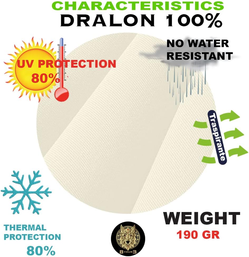 Tessuto da sole per Esterno Protezione UV Ombreggiante Lavabile per Portico Balcone Veranda Cuscini Lettino Piscina- DRALON - immagine 2
