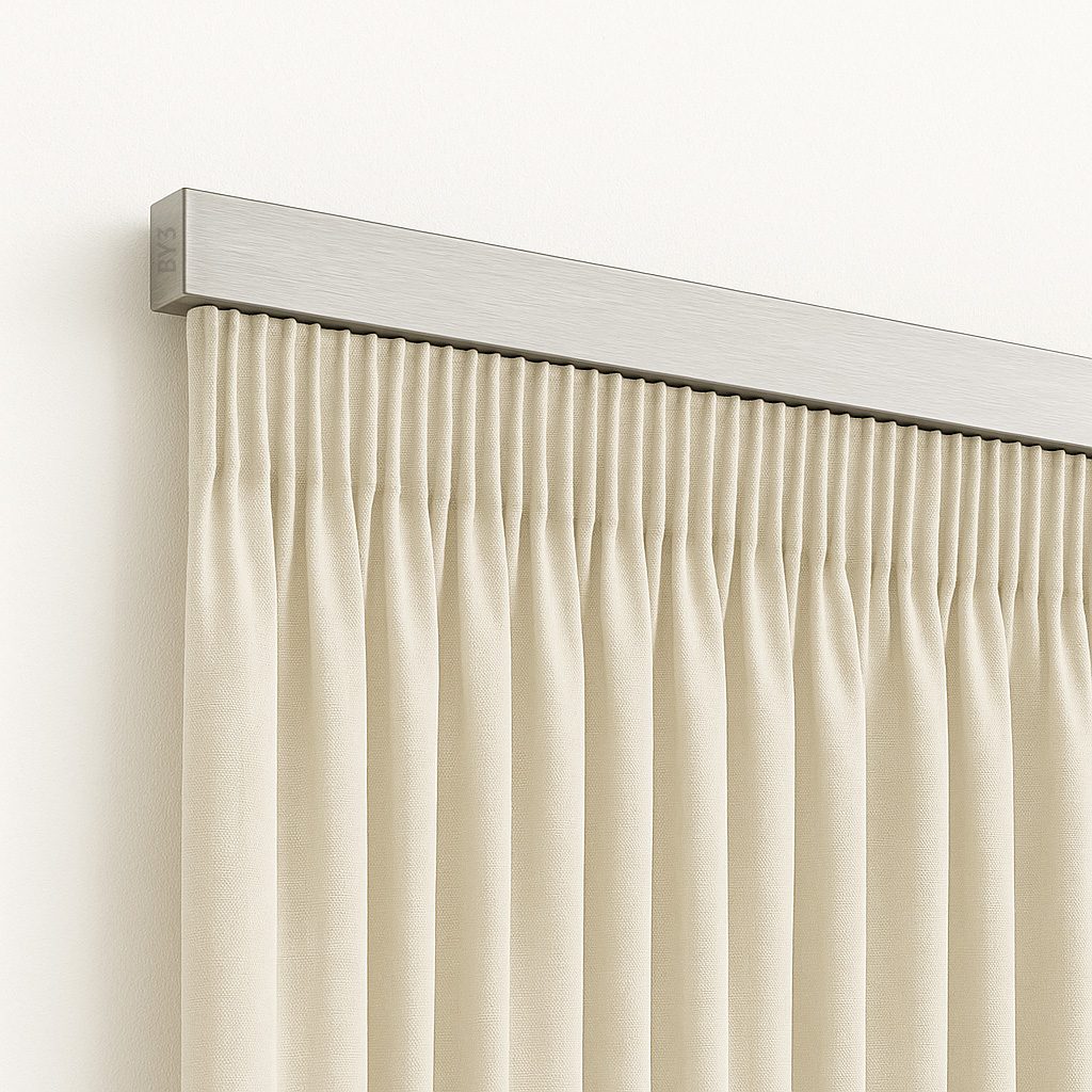 Barra per Tende a Onde Wave Binario Tenda a Soffitto a Parete SU MISURA - Binari per Tende Arricciate da Interno Bastone Piatto Alluminio - immagine 2