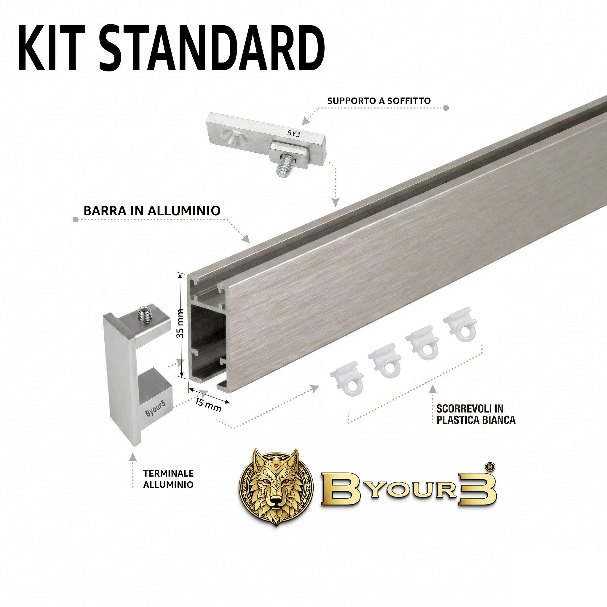 Barra per Tende a Onde Wave Binario Tenda a Soffitto a Parete SU MISURA - Binari per Tende Arricciate da Interno Bastone Piatto Alluminio - immagine 4