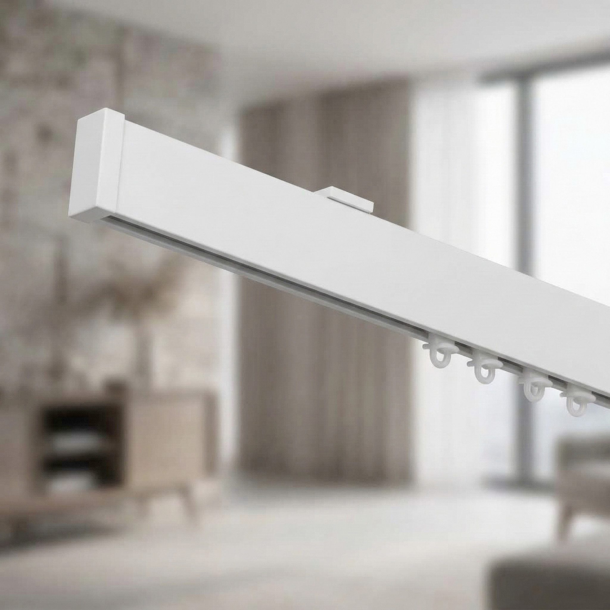 Barra per Tende a Onde Wave Binario Tenda a Soffitto a Parete SU MISURA - Binari per Tende Arricciate da Interno Bastone Piatto Alluminio